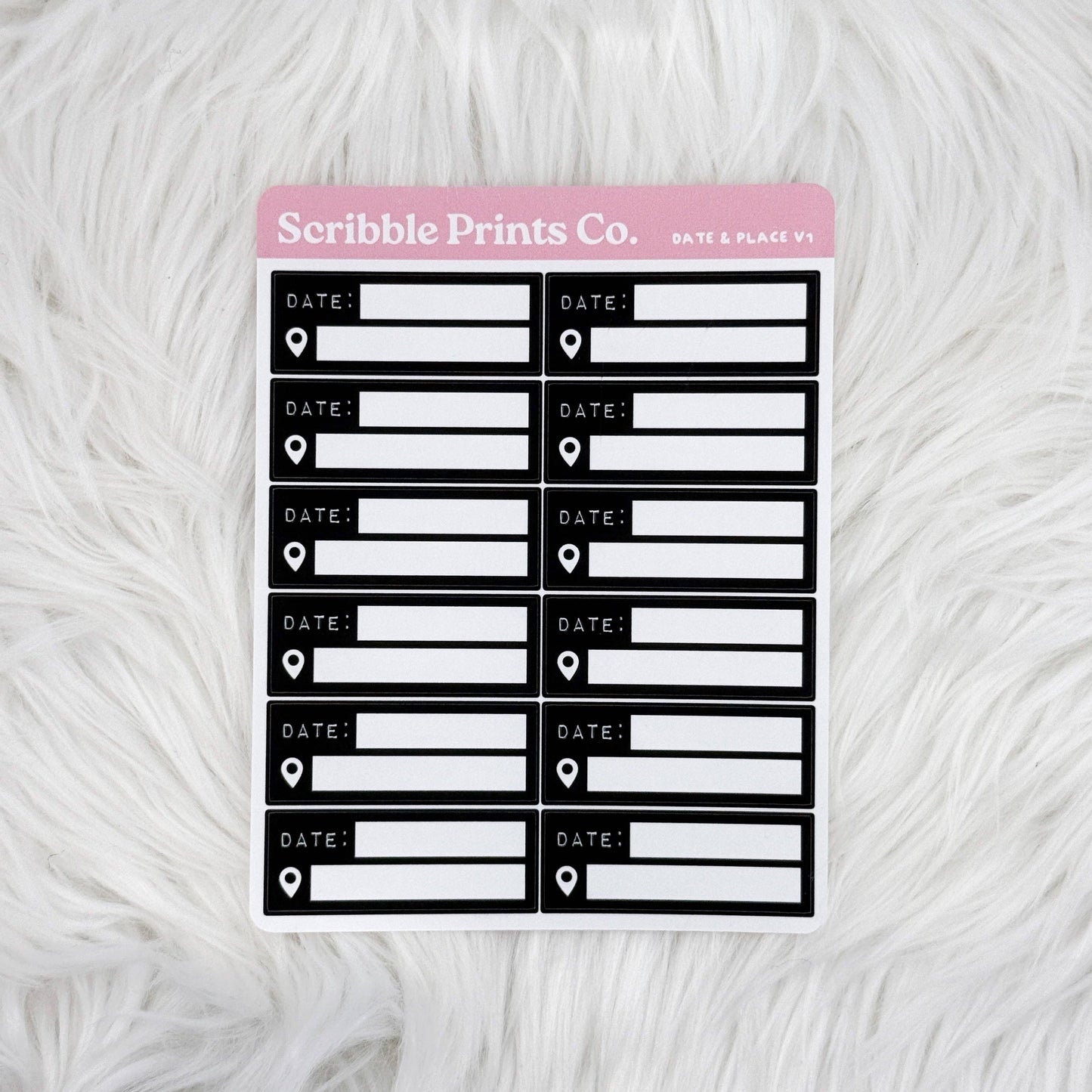 Date & Place V1 Sticker Sheet