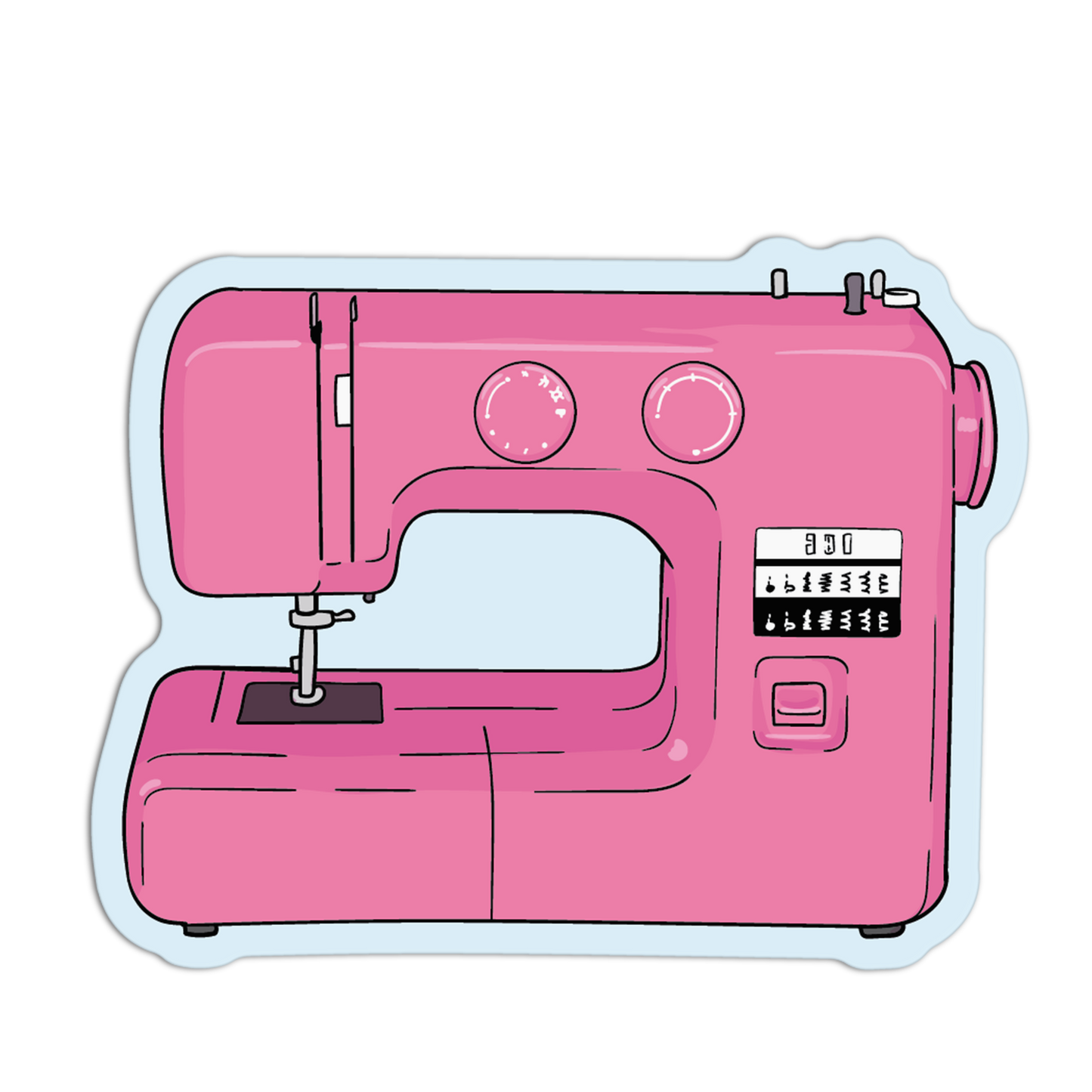 Pink Sewing Machine Sewing Kit Sticker