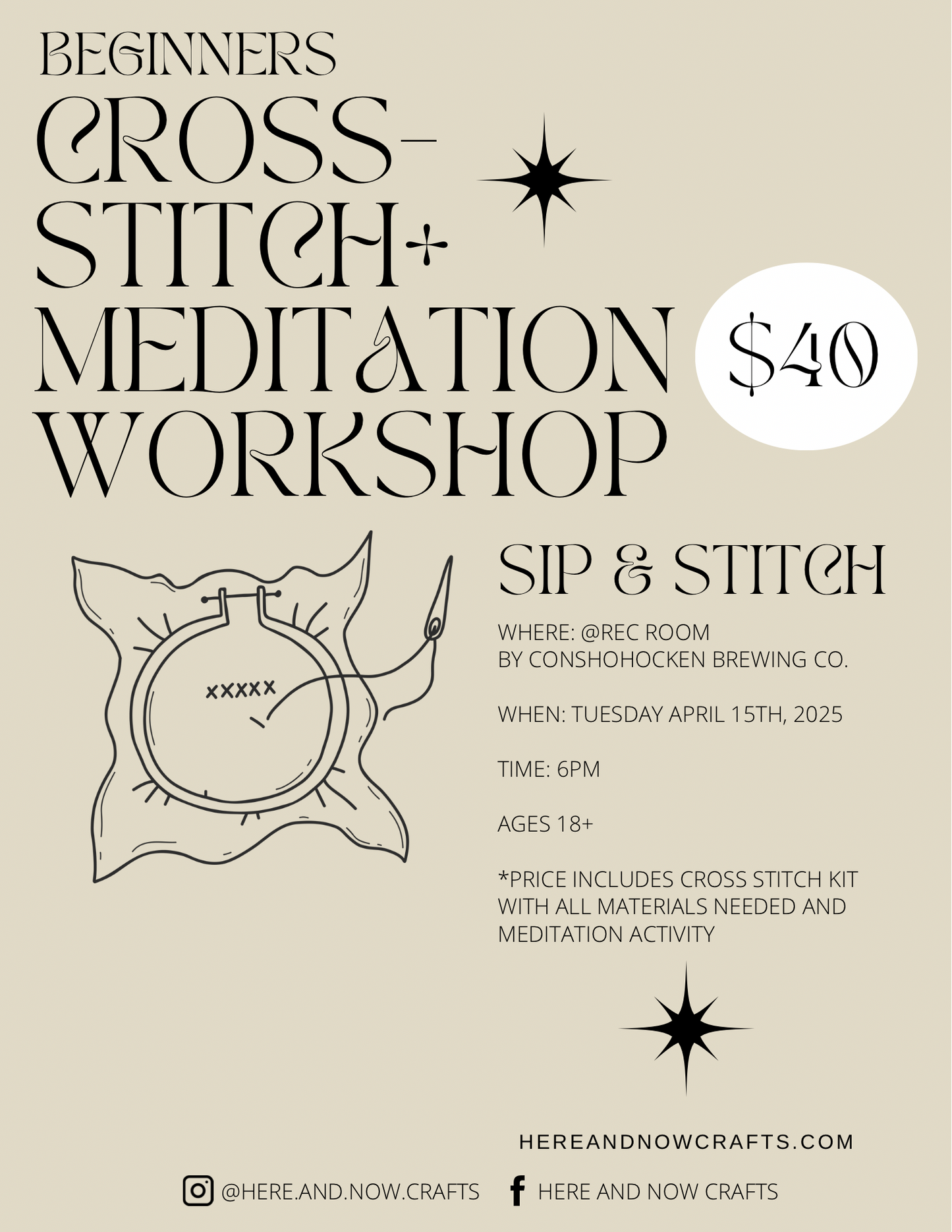 Beginners Cross Stitch + Mediation Workshop