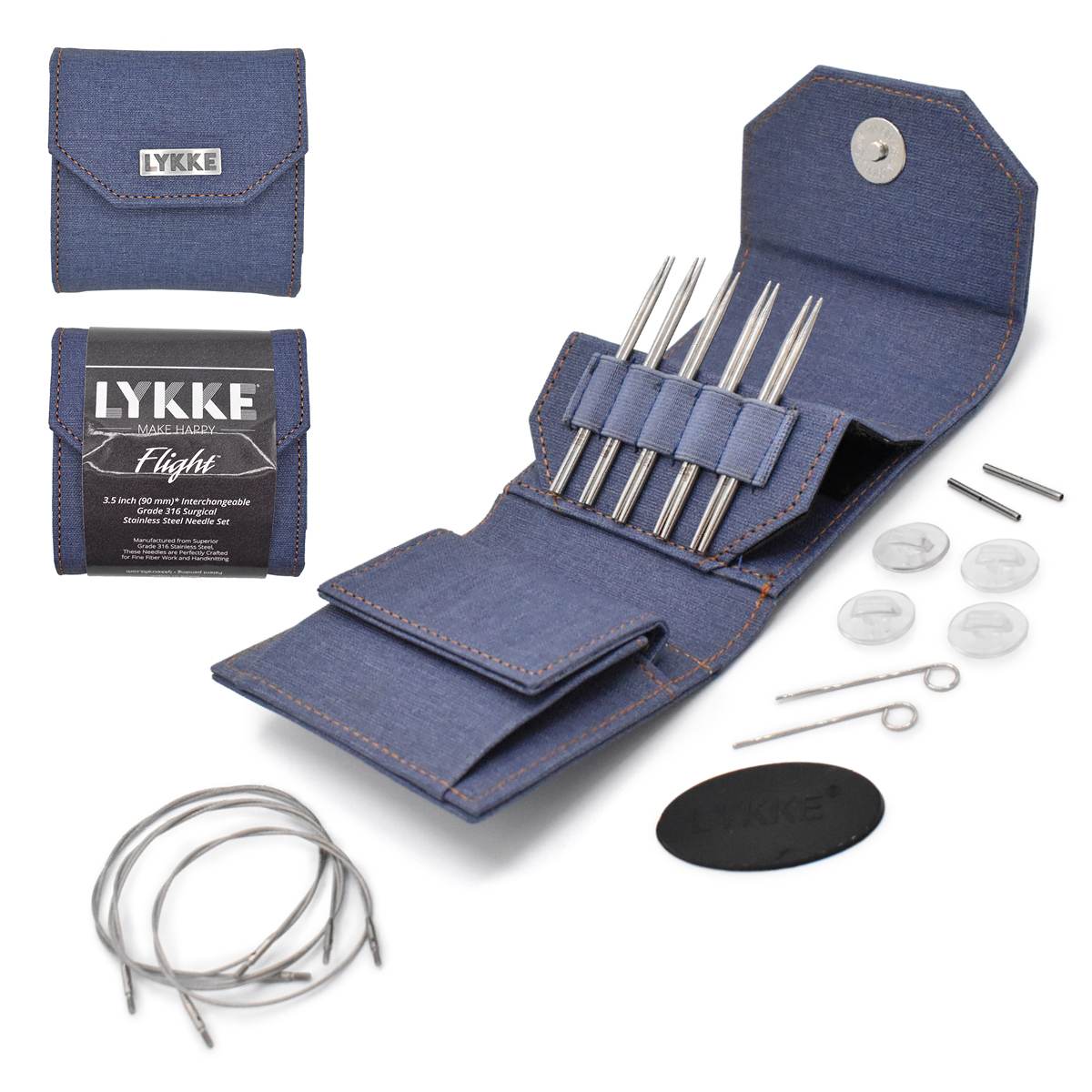 Lykke Flight 3.5" Stainless Steel Interchangeable Knitting Needle Set 5 pairs