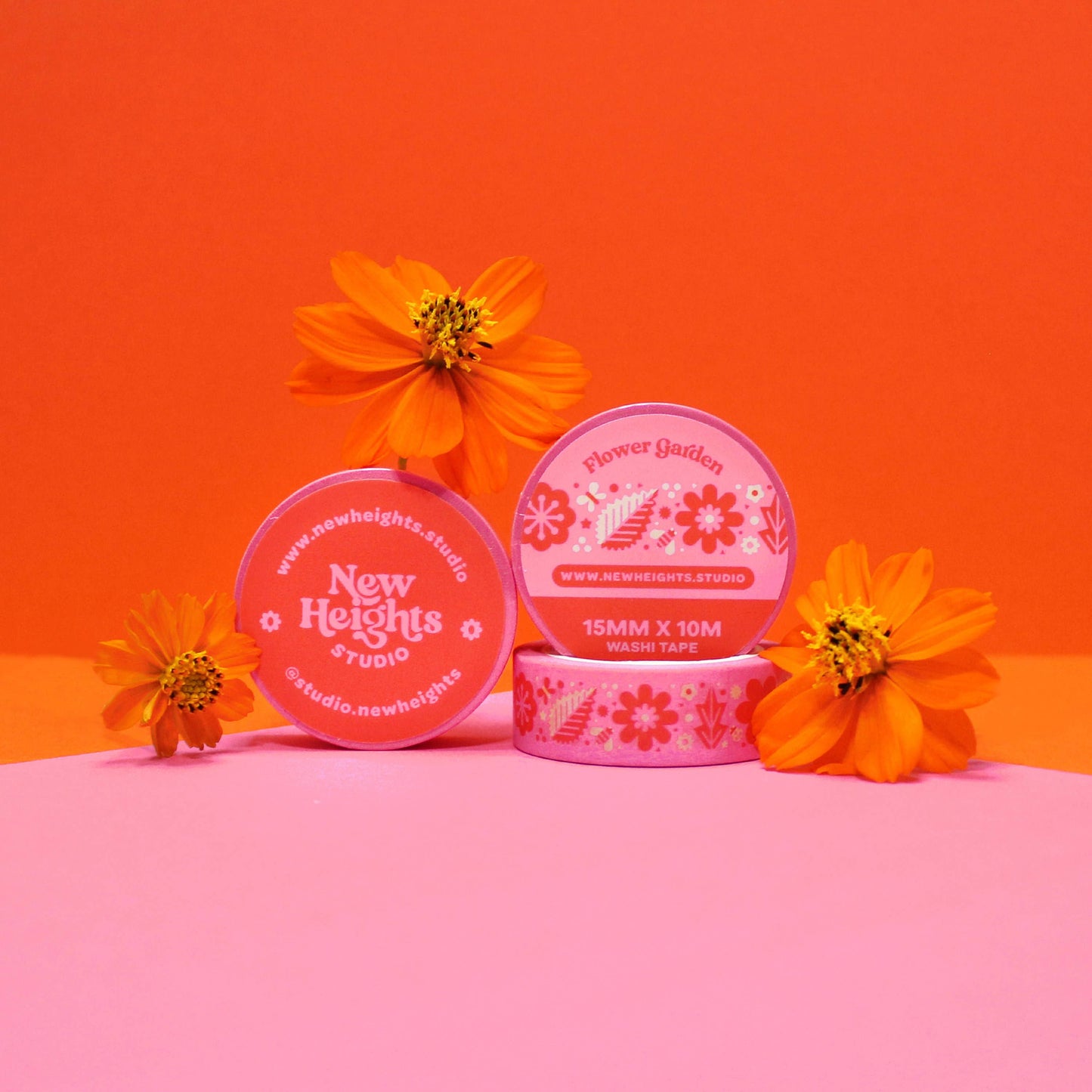"Flower Garden (Pink)" Cute Floral Stationery Washi Tape