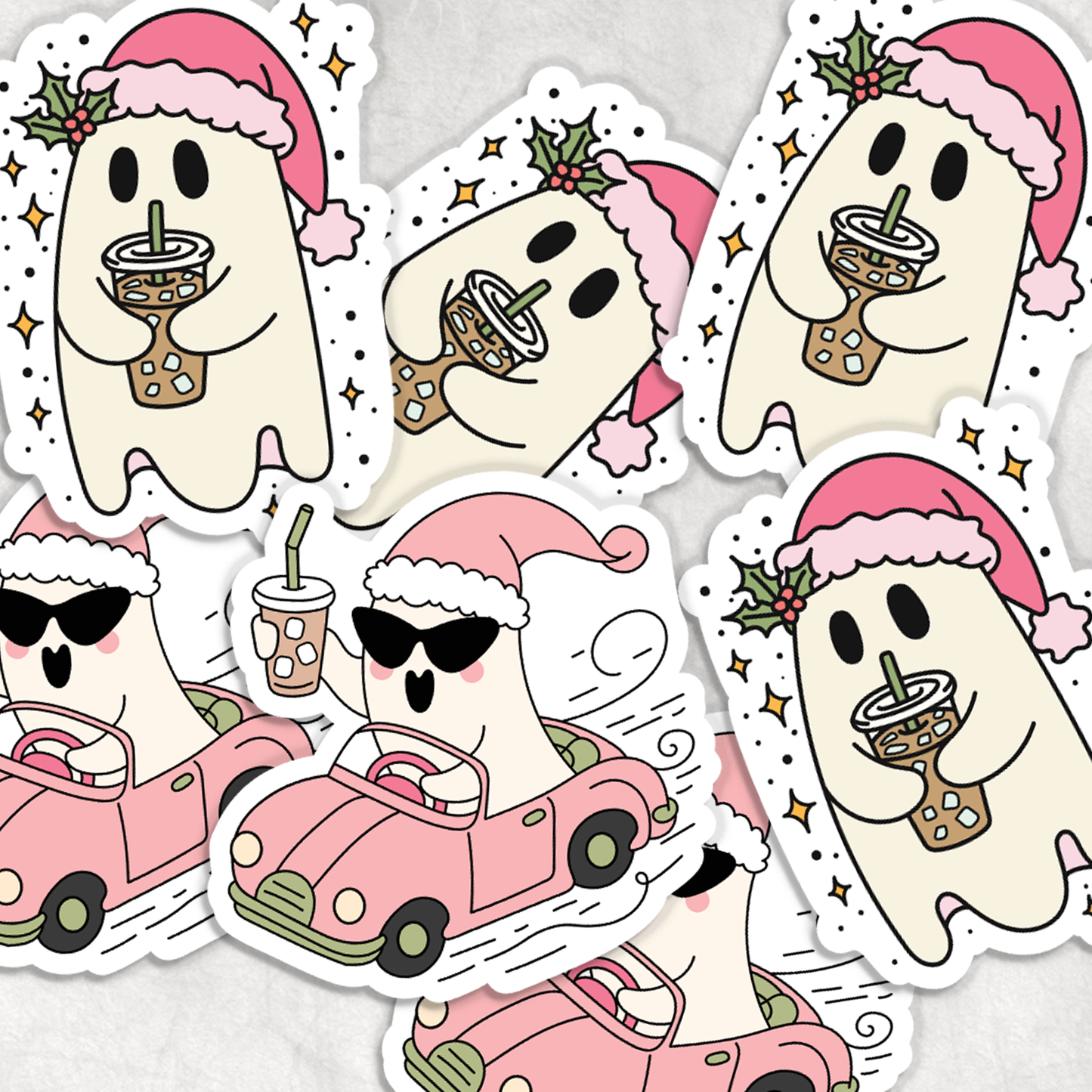 Christmas Ghost Coffee Vinyl Sticker