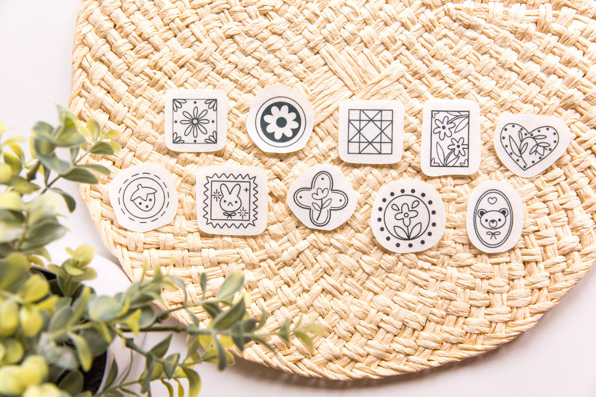 Vintage Stamps Embroidery Stick n Stitch Pack, Patchwork