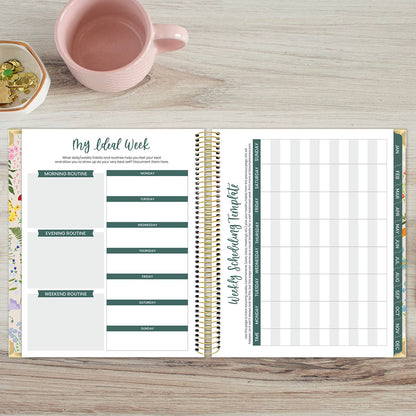 2026 Vision Planner - 7.5"x9" size: Beige Bouquet