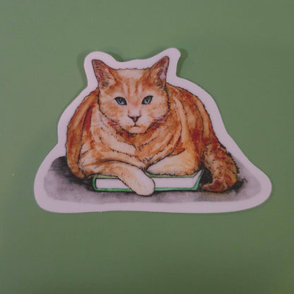My Book Cat sticker - 3x3” waterproof vinyl decal
