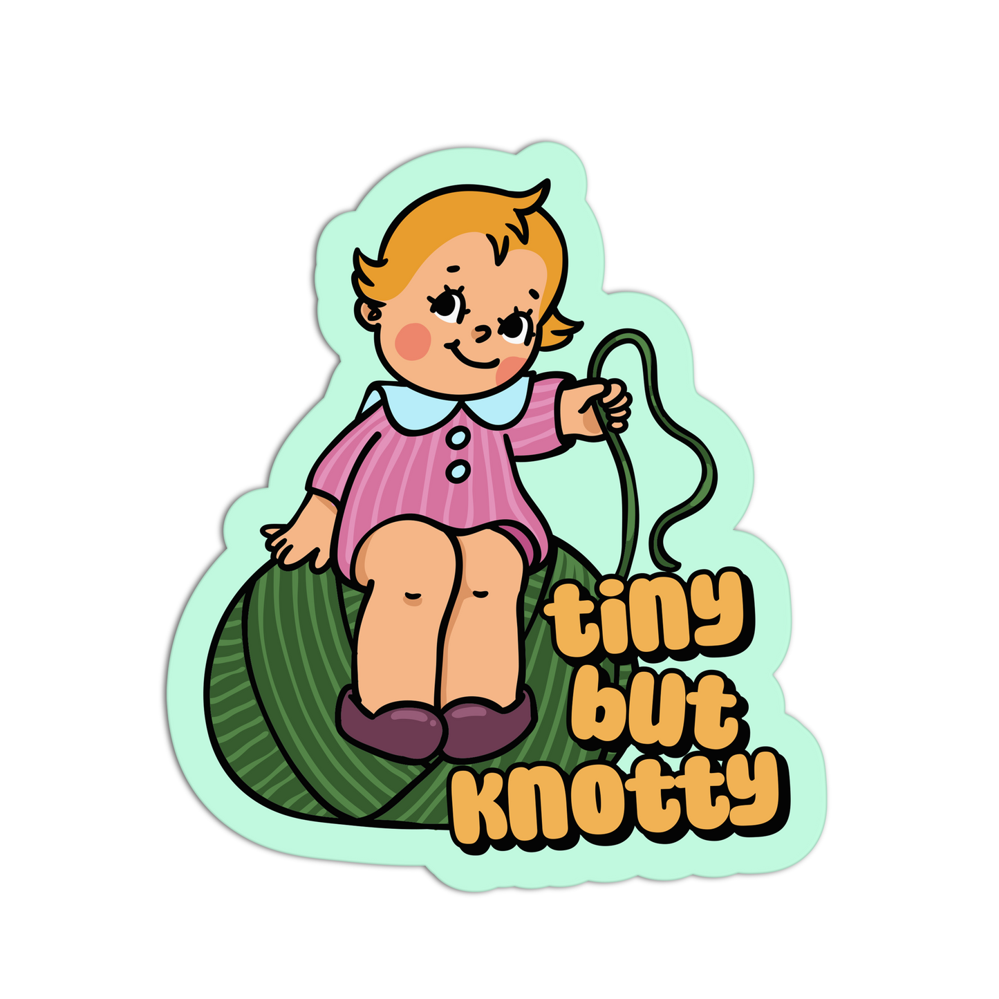 Tiny But Knotty Retro Babies Sewing and Knitting Sticker