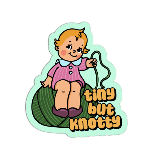 Tiny But Knotty Retro Babies Sewing and Knitting Sticker