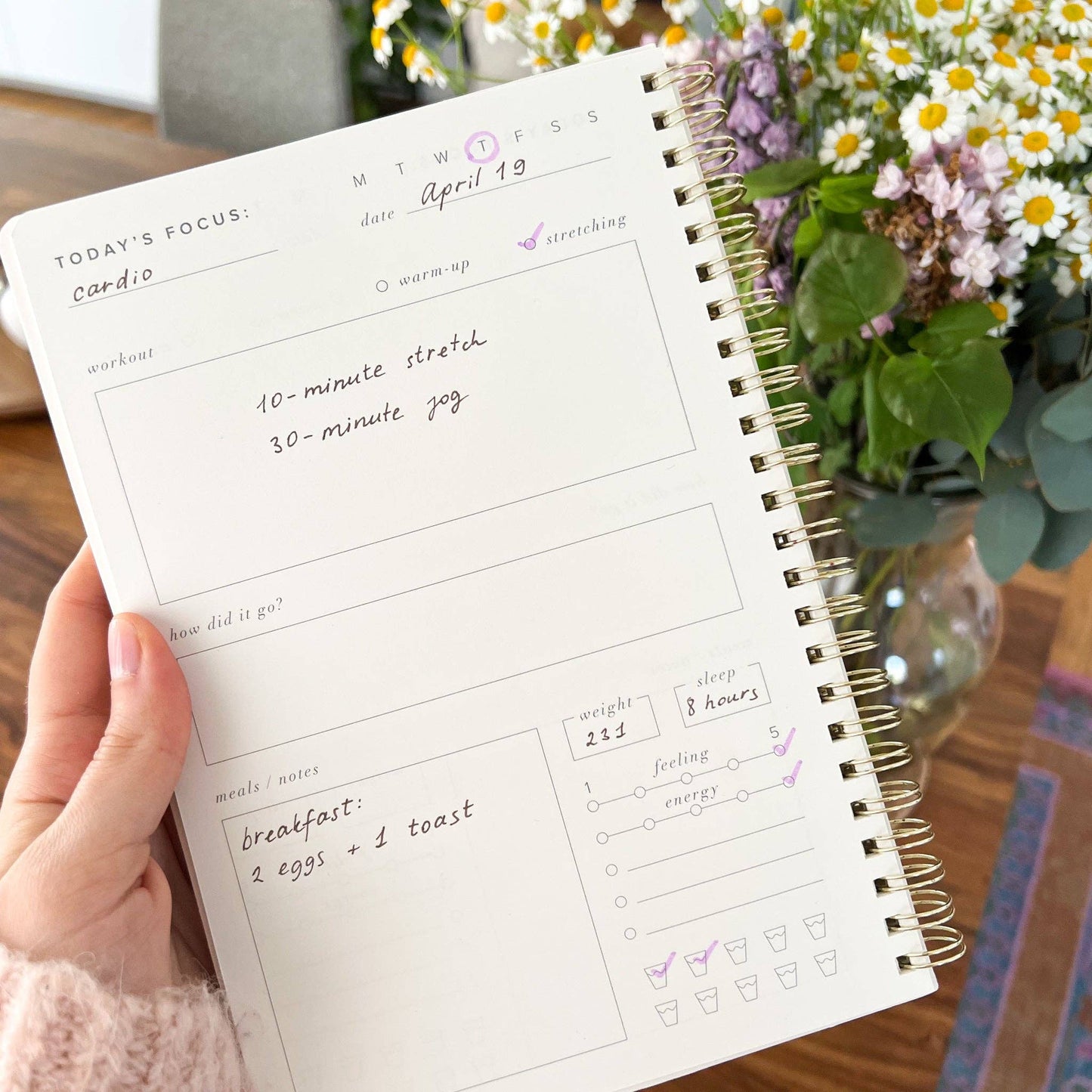 Fit & Well - Exercise Journal: Dusty Blue