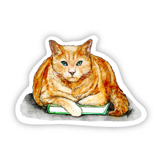 My Book Cat sticker - 3x3” waterproof vinyl decal