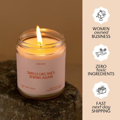 Sewing Gift Smells Like She's Sewing Again Candle F871: No, Just the Candle / 01. Rose + Patchouli