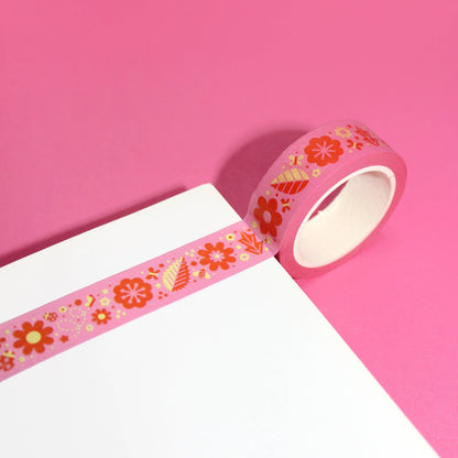 "Flower Garden (Pink)" Cute Floral Stationery Washi Tape