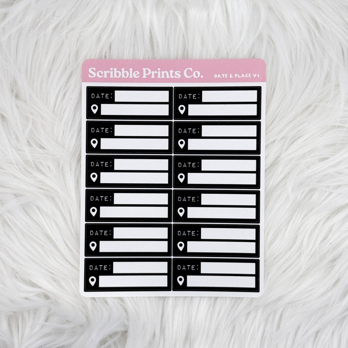 Date & Place V1 Sticker Sheet