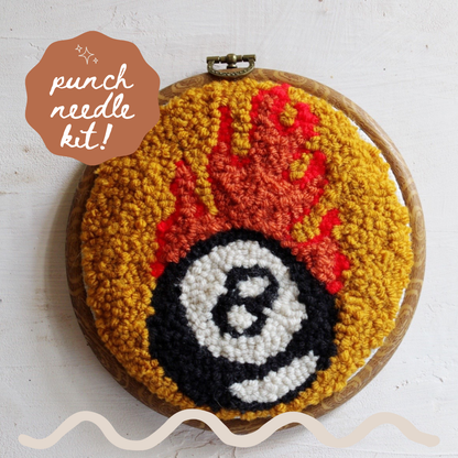 Eight Ball on Fire Beginner DIY Punch Needle Kit