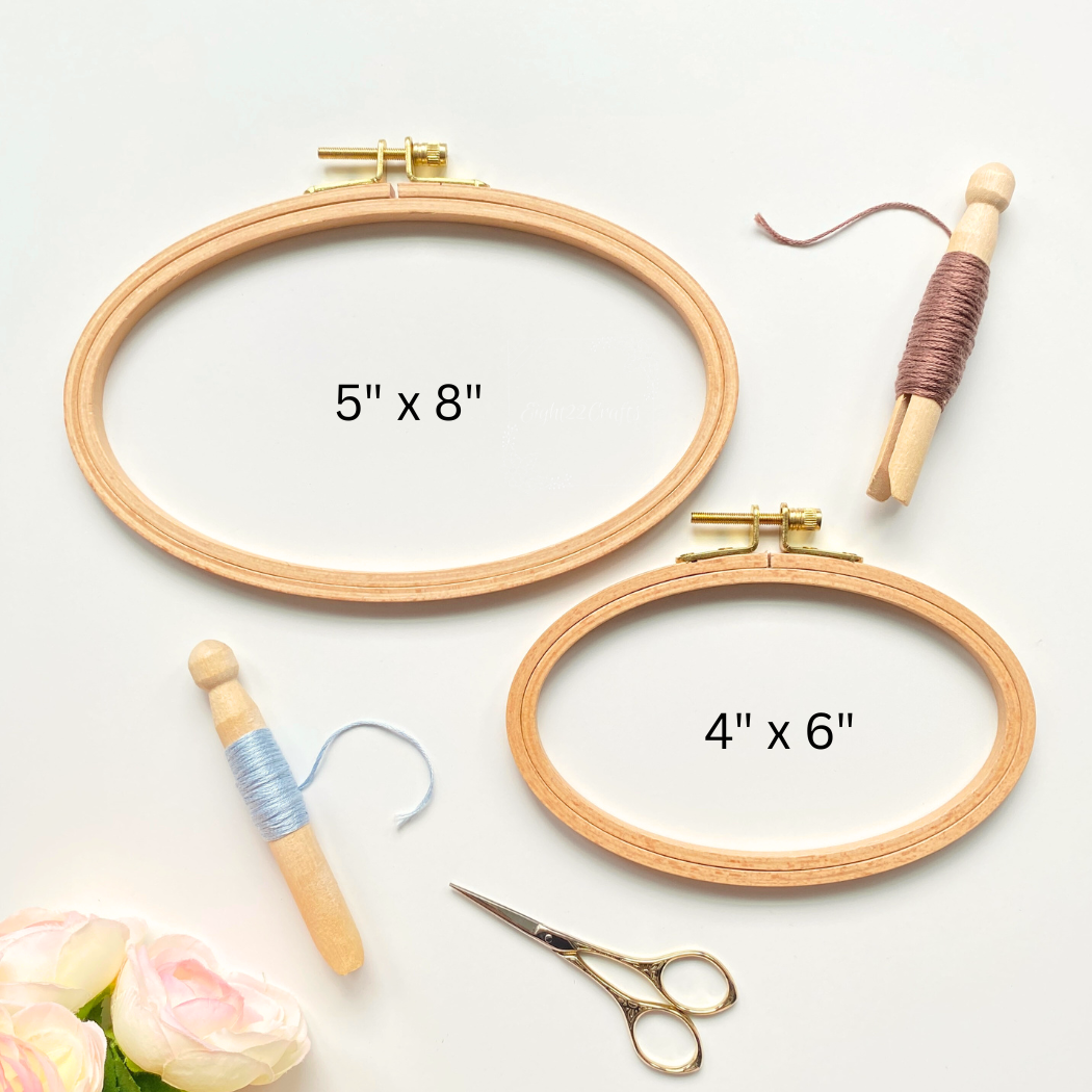Oval Beechwood Embroidery Hoops,  Cross Stitch Hoop Frames: 4" x 6"