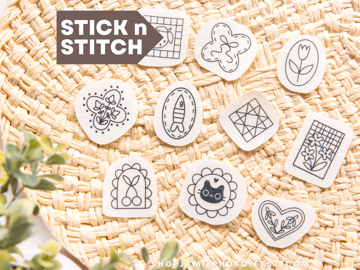 Vintage Stamps Embroidery Stick n Stitch Pack, Patchwork
