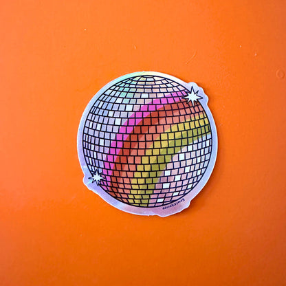 Rainbow Disco Ball Holographic Sticker