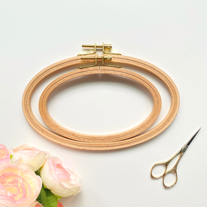Oval Beechwood Embroidery Hoops,  Cross Stitch Hoop Frames: 5" x 8"