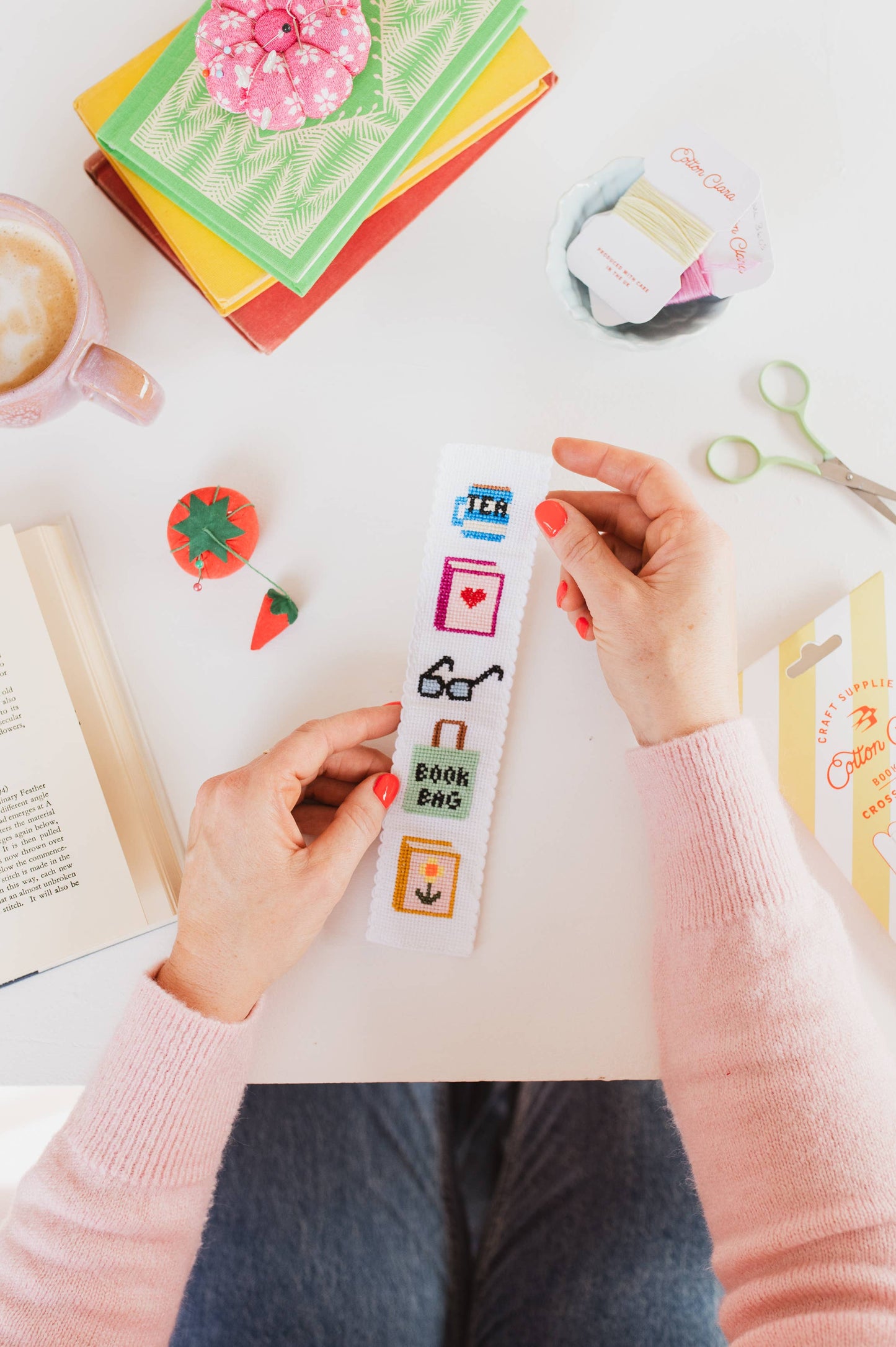 Bookish Counted Cross Stitch Bookmark Kit Beginner Friendly
