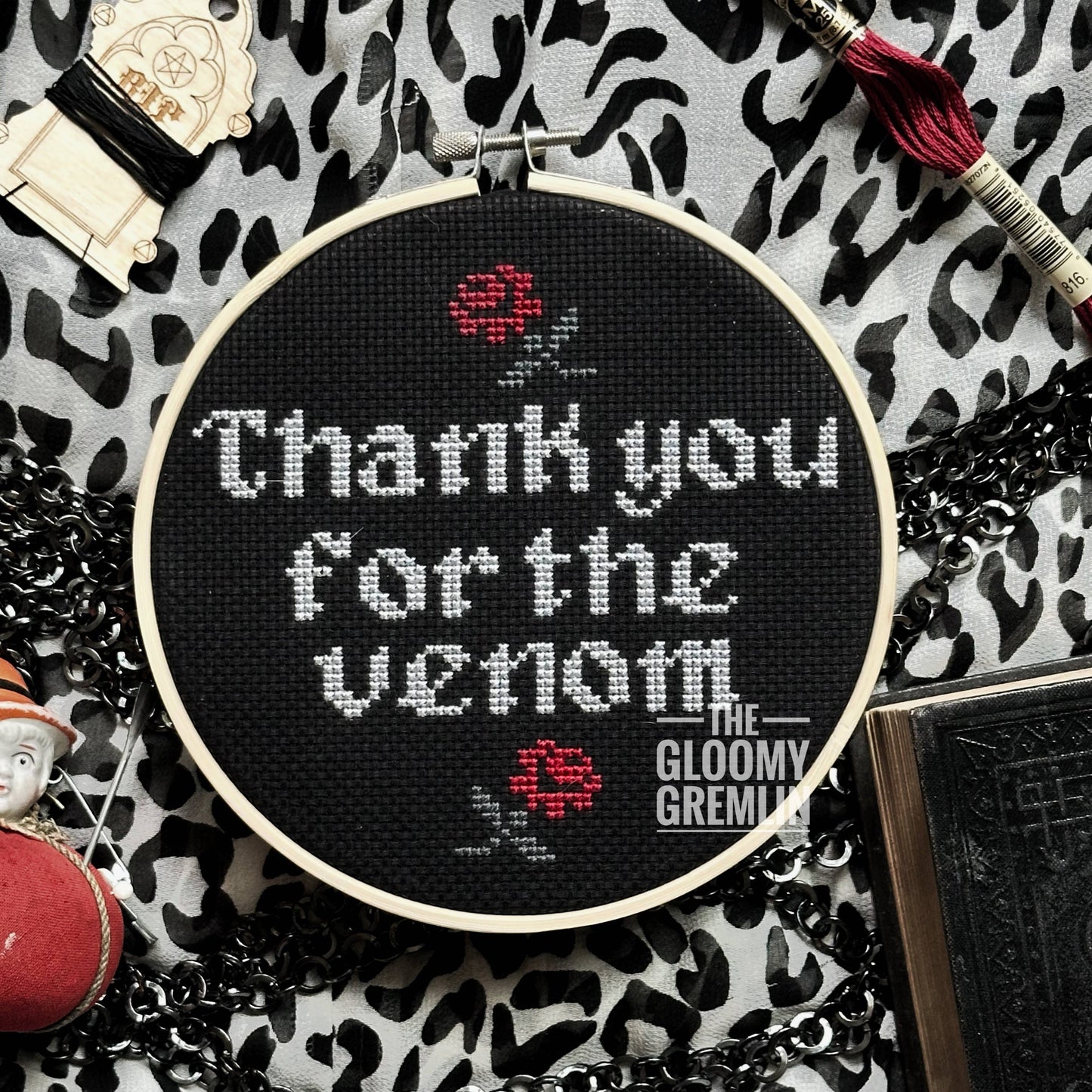 Thank You For the Venom - Cross Stitch Kit : Black Envelope
