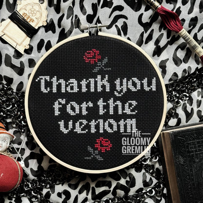 Thank You For the Venom - Cross Stitch Kit : Black Envelope