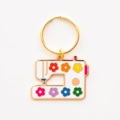 Daisy Sewing Machine Enamel Keychain - Bag Charm