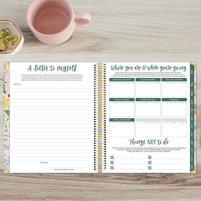 2026 Vision Planner - 7.5"x9" size: Beige Bouquet