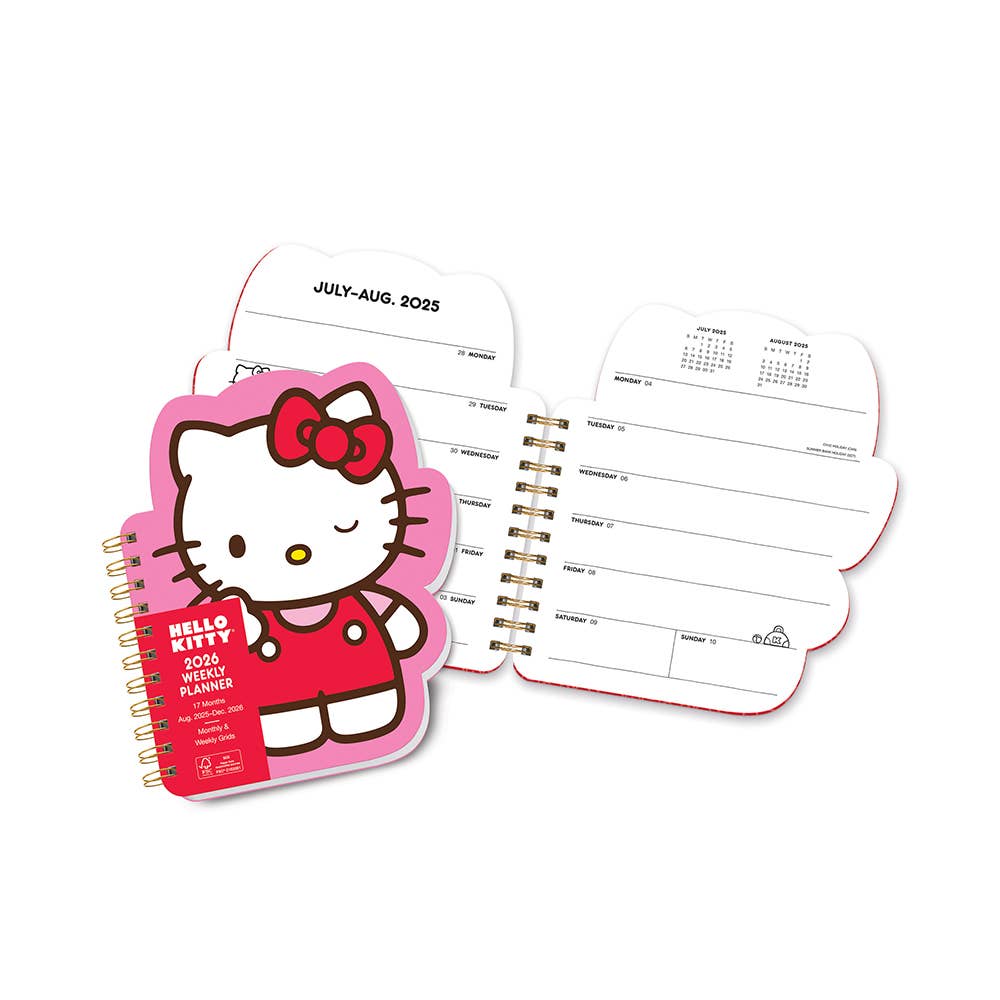 2026 Hello Kitty Playful Pink Die-Cut Weekly Planner