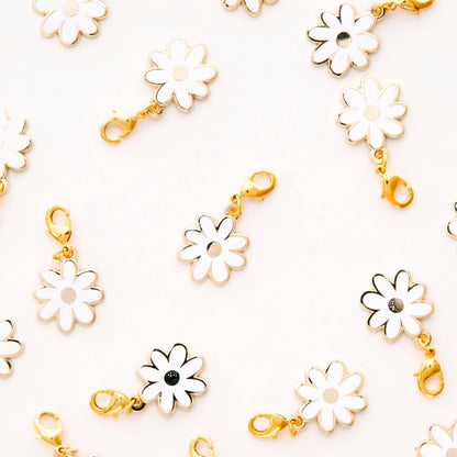 White Daisy Enamel Removable Zipper Charm