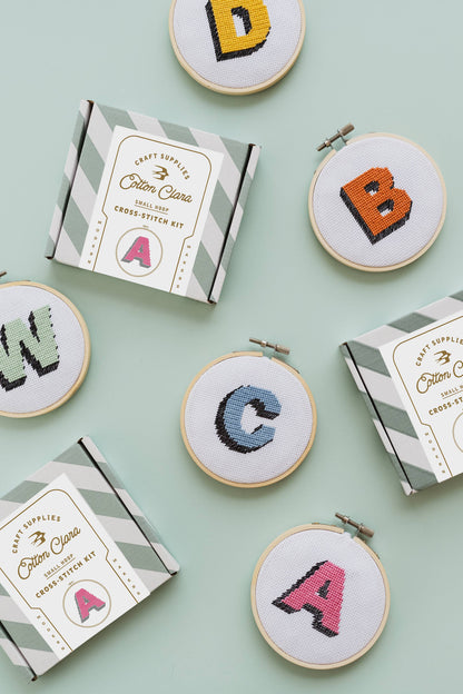 Drop Shadow Monogram Alphabet Cross Stitch Kit: Multi-Colored