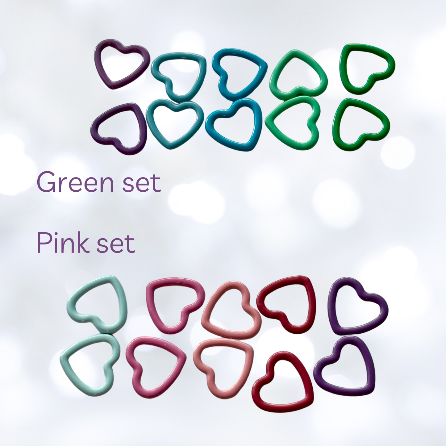 Basic Stitch Set Snag-Free Metal Stitch Markers Cat + Hearts: Cat - purple set