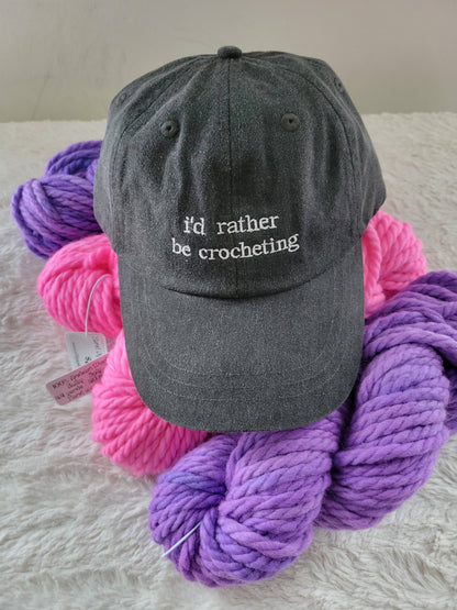 "i'd rather be crocheting" Baseball Hat: Green