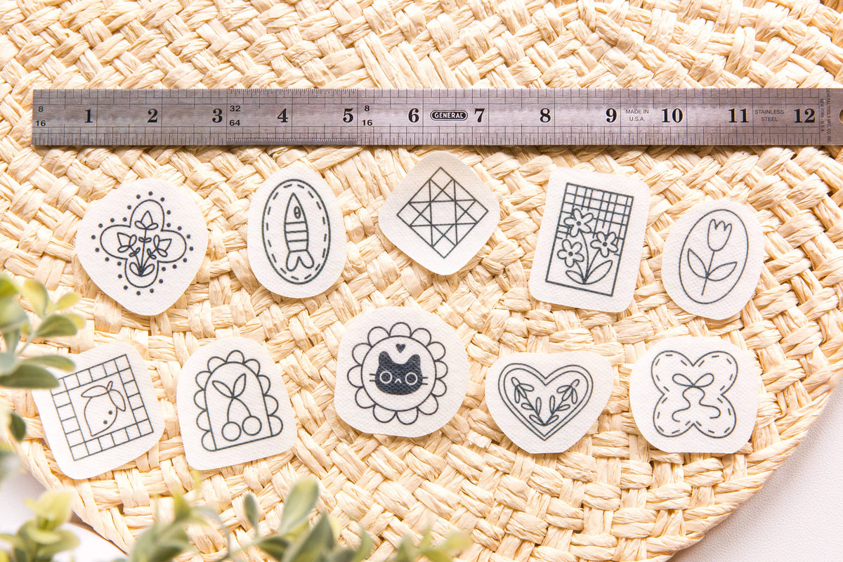 Vintage Stamps Embroidery Stick n Stitch Pack, Patchwork