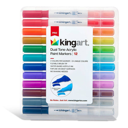 PRO Dual Tone® Acrylic Paint Markers - 12 Pens, 24 Colors