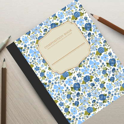 Blue Mood Floral Composition Notebook