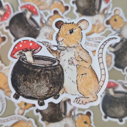 Mouse Mushroom Soup Sticker – 3x3” Waterproof Vinyl Decal