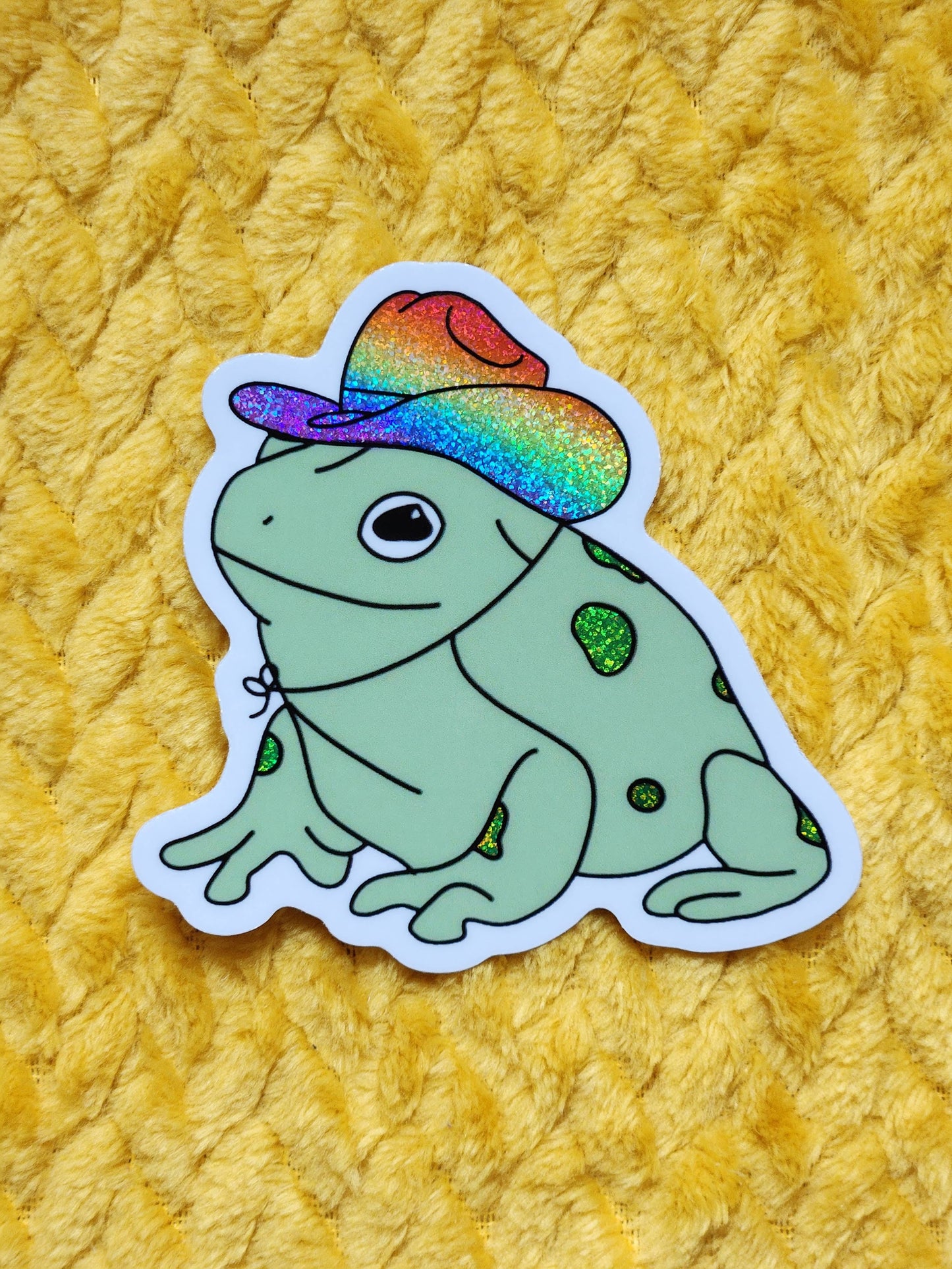 Gay frog sticker rainbow pride cowboy hat funny cute