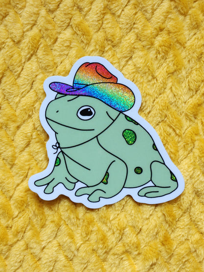 Gay frog sticker rainbow pride cowboy hat funny cute