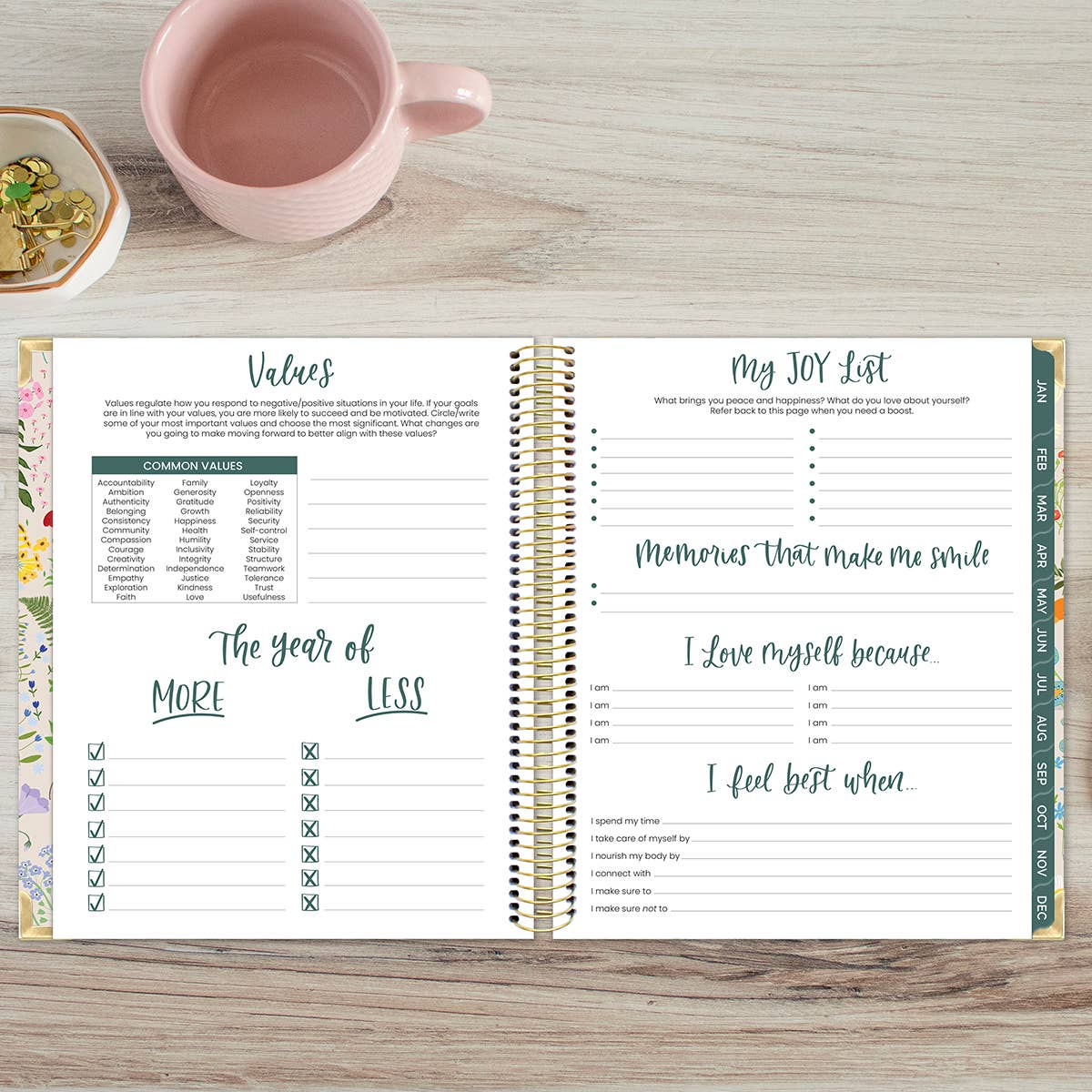 2026 Vision Planner - 7.5"x9" size: Beige Bouquet