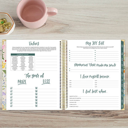 2026 Vision Planner - 7.5"x9" size: Beige Bouquet