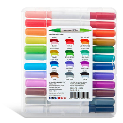 PRO Dual Tone® Acrylic Paint Markers - 12 Pens, 24 Colors