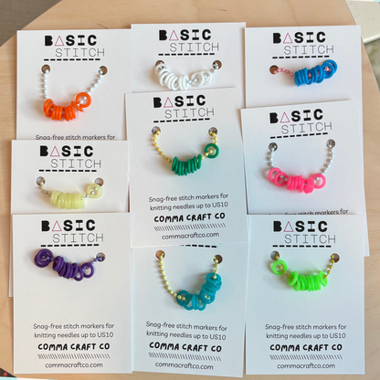 Basic Stitch Set - Neon Snag-Free Silicone Stitch Markers: Purple