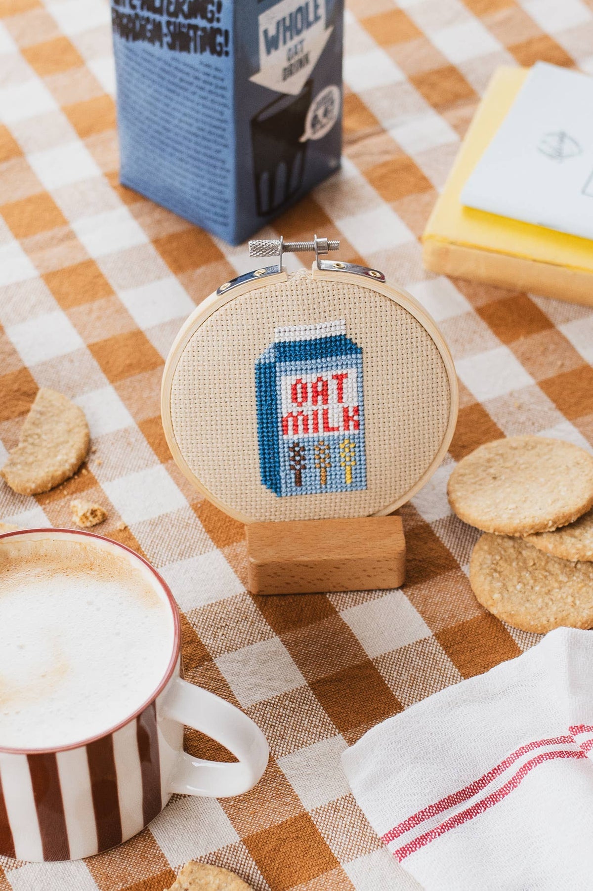 Oat Milk Beginner Cross Stitch Kit