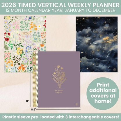 2026 Timed Vertical Weekly Planner - 8.5" x 11"