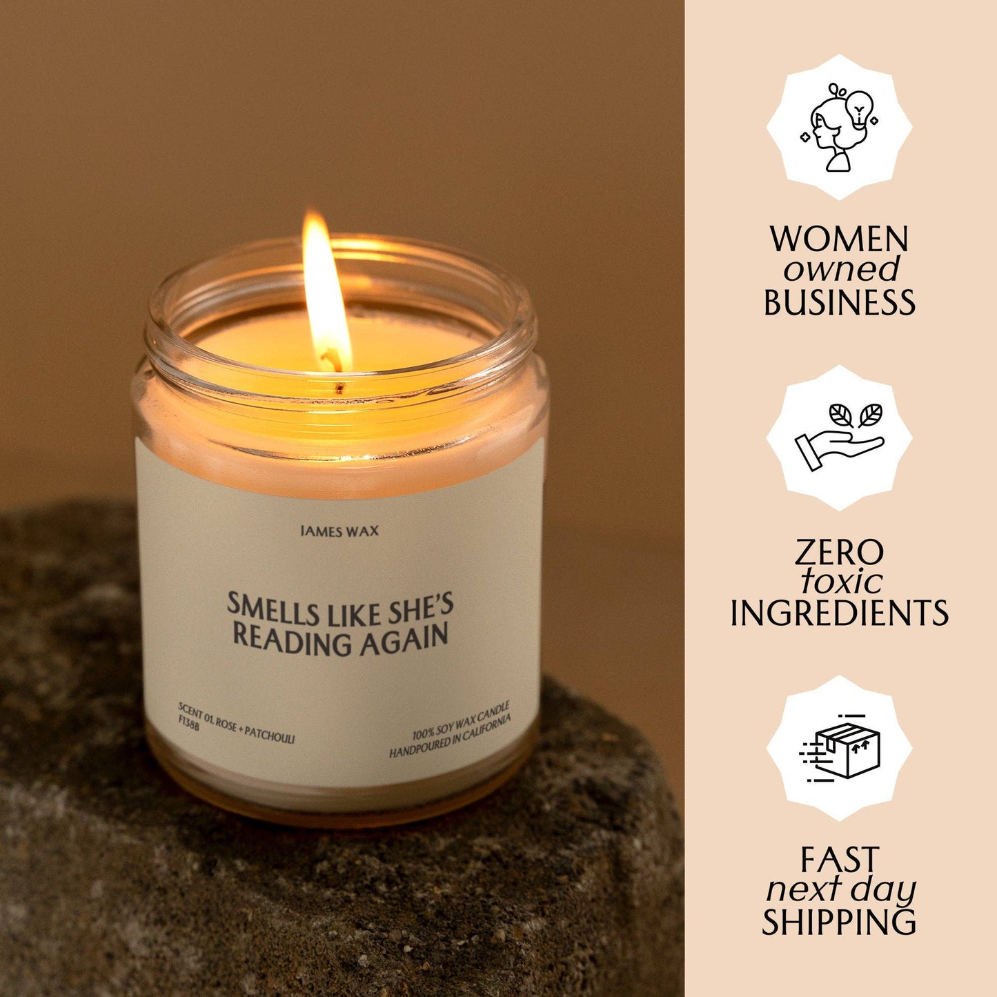 Reader Gift Reading Time Candle Book Fan Bookstore F138B: No, Just the Candle / 03. White Tea + Jasmine