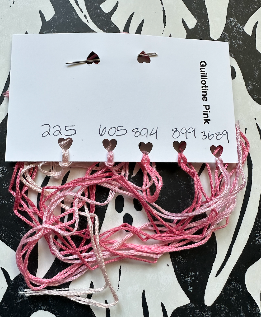 Guillotine, Pink - Cross Stitch Kit: Black Envelope