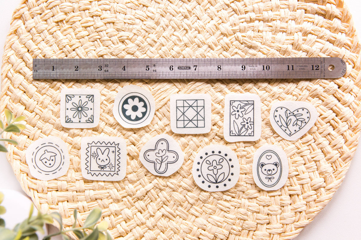 Vintage Stamps Embroidery Stick n Stitch Pack, Patchwork