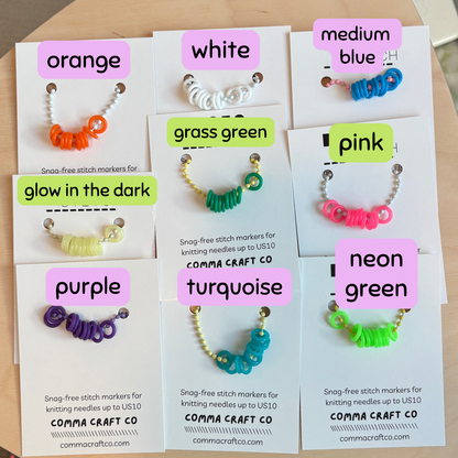 Basic Stitch Set - Neon Snag-Free Silicone Stitch Markers: Neon Green
