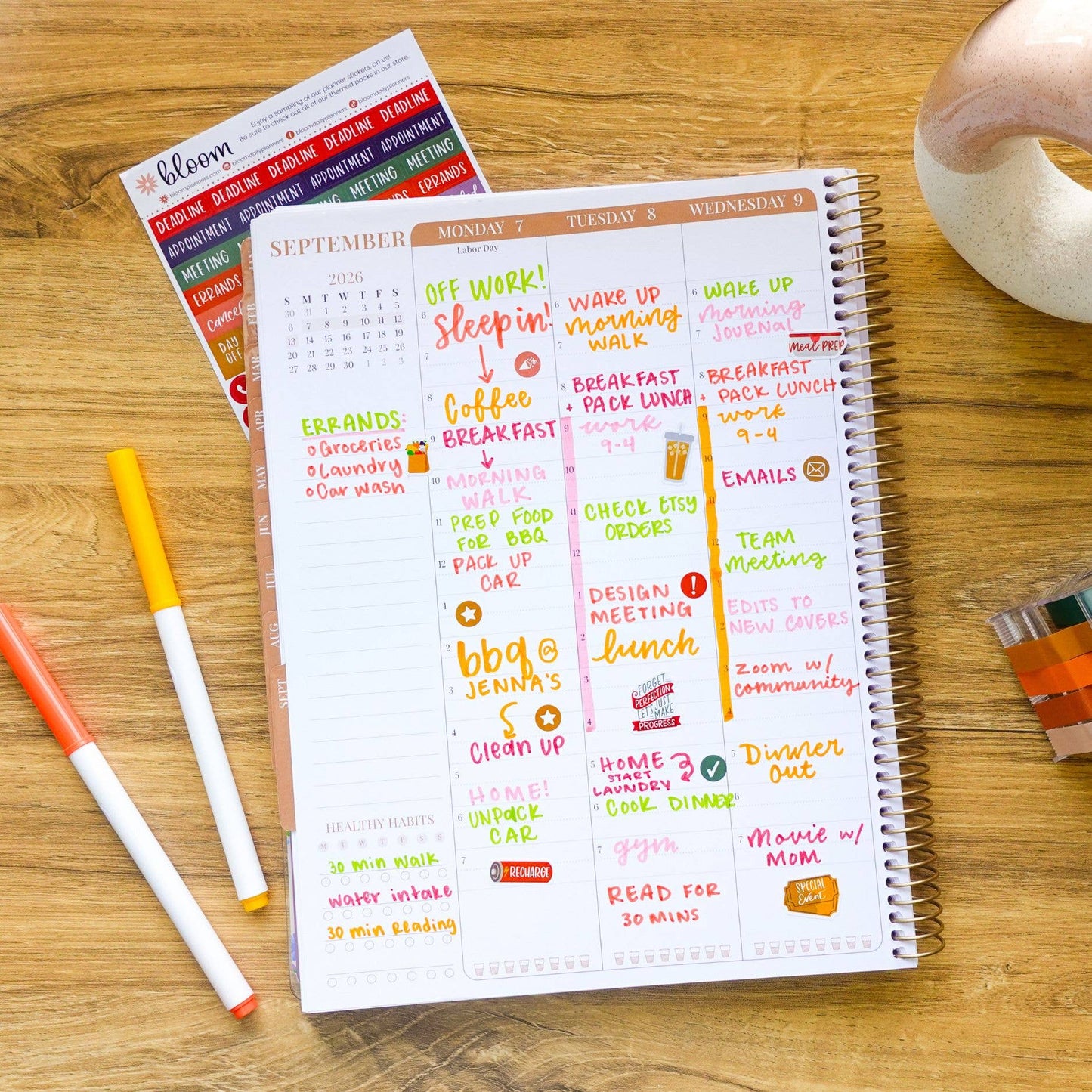 2026 Timed Vertical Weekly Planner - 8.5" x 11"