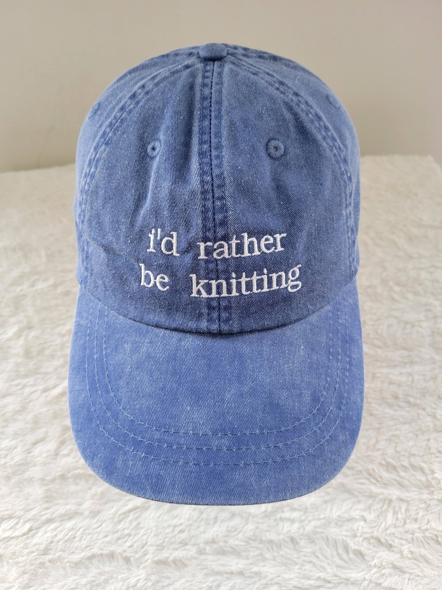 "i'd rather be knitting" Baseball Hat: Green