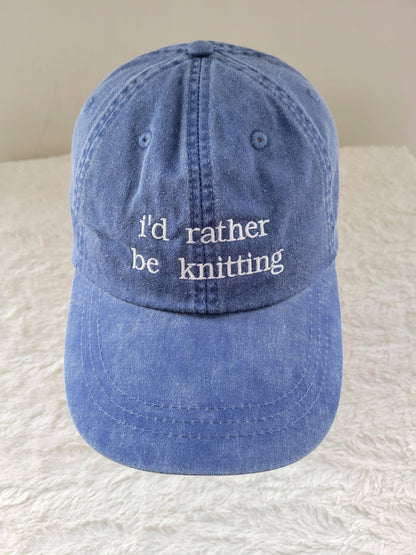"i'd rather be knitting" Baseball Hat: Green